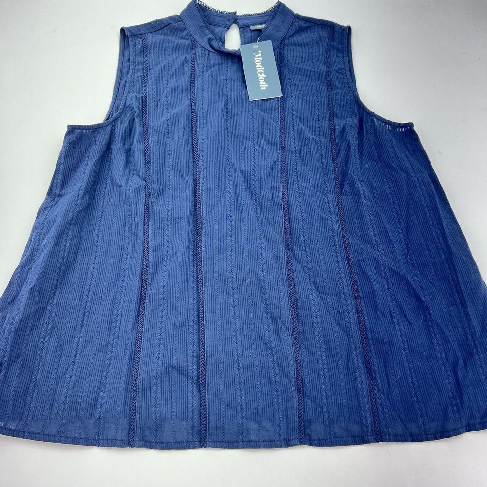 ModCloth Blue Tank Too Size XL Textured Stripe NWT